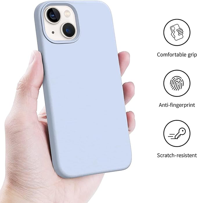 Silicone Case Compatible with iPhone 14 | Camera Protect Microfiber Lining Cover | Case Cover for iPhone 14 (Siera Blue)