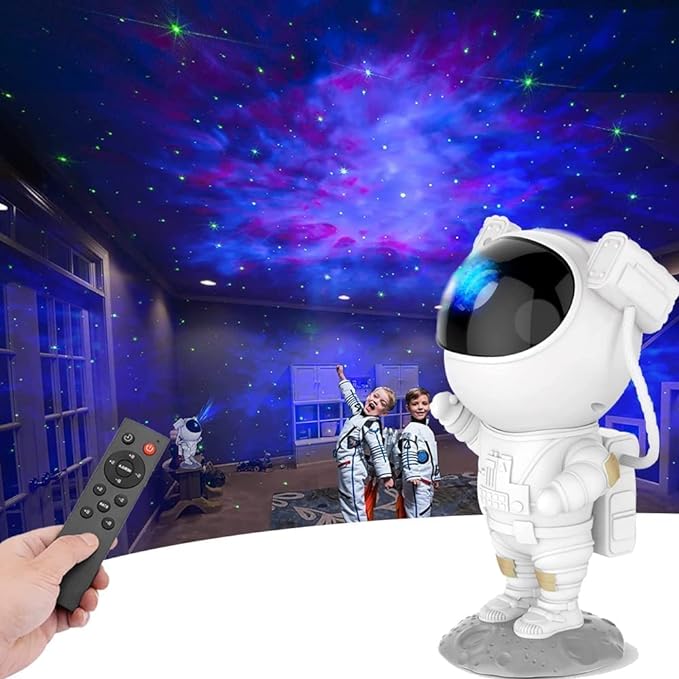 Astronaut Galaxy Projector with Remote Control - 360° Adjustable Timer Kids Astronaut Nebula Night Light, for Gifts,Baby Adults Bedroom, Gaming Room, Home and Party (Corded Electric)