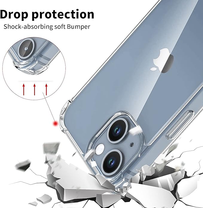 Transparent Hard Back Scratch Resistant Cover Case for iPhone 14 / iPhone 13 (Clear) (Polycarbonate)