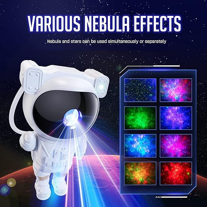 Astronaut Galaxy Projector with Remote Control - 360° Adjustable Timer Kids Astronaut Nebula Night Light, for Gifts,Baby Adults Bedroom, Gaming Room, Home and Party (Corded Electric)